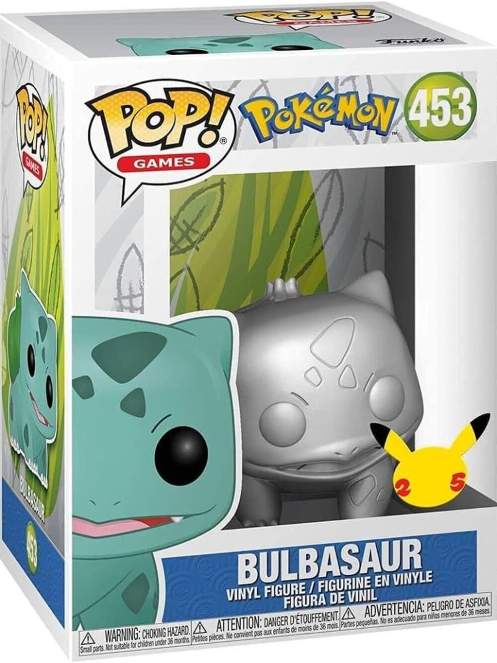 Funko Pop! #453 Pokemon 25th Anniversary Bulbasaur Metallic Silver